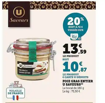 Super U Foie gras entier u saveurs offre