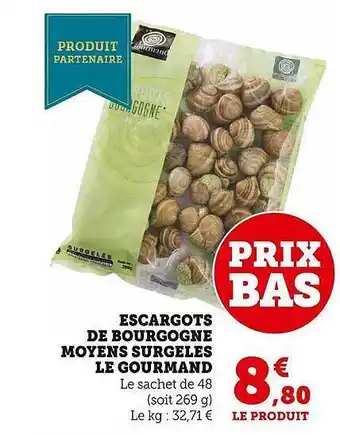 Super U Escargots de bourgogne moyens surgelés le gourmand offre