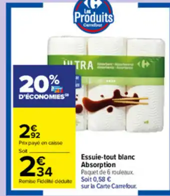 Carrefour Market Essuie-tout blanc absortion offre