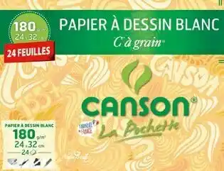 Auchan MAXI POCHETTE PAPIER DESSIN BLANC À GRAIN offre