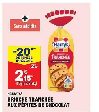 ALDI Harry's brioche tranchée aux pépites de chocolat offre
