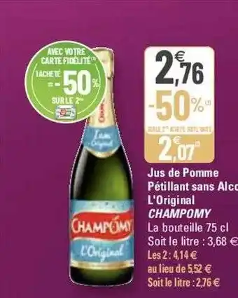 G20 Jus de pomme pétillant sans alcool l'original champomy offre