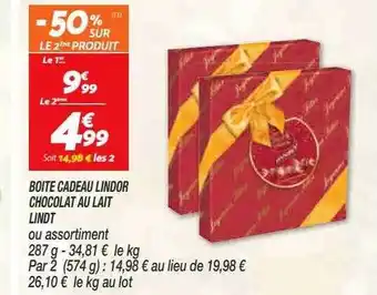 Netto Boîte cadeau lindor chocolat au lait lindt offre