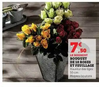 U Express Bouquet de 10 roses et feuillage offre