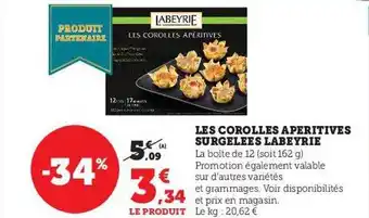 U Express Les corolles apéritives surgelées labeyrie offre