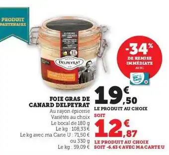 U Express Foie gras de canard delpeyrat offre
