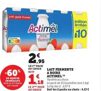 U Express Lait fermenté à boire actimel offre