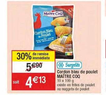 Migros Cordon bleu de poulet maître coq offre