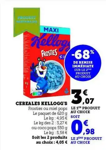 Hyper U Céréales kellogg's offre