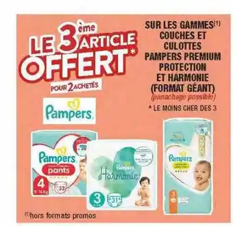 Migros Les gammes couches et culottes pampers premium protection et harmonie offre