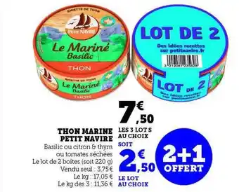 Hyper U Thon mariné petit navire offre