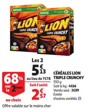 Auchan Céréales lion triple crunchy offre