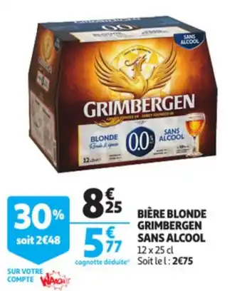 Auchan Bière blonde grimbergen sans alcool offre