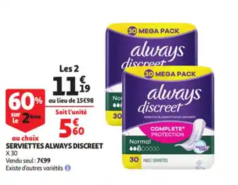 Auchan Serviettes always discreet offre