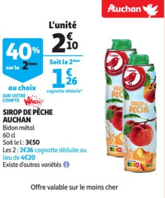 Auchan Sirop de pêche AUCHAN offre
