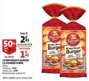 Auchan 10 mini brioch' burger la fournée dorée offre