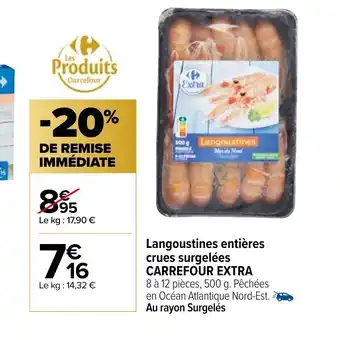 Carrefour Market Langoustines Entières Crues Surgelees Carrefour Extra offre