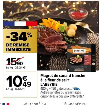 Carrefour Market Magret de Canard Tranché a La Fleur de Sel Labeyrie offre