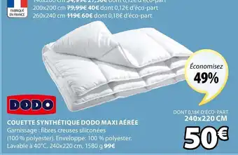 JYSK Couette Synthétique Dodo MAxi Aérée offre