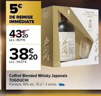 Carrefour Market Coffret Blended Whisky Japonais Togouchi offre