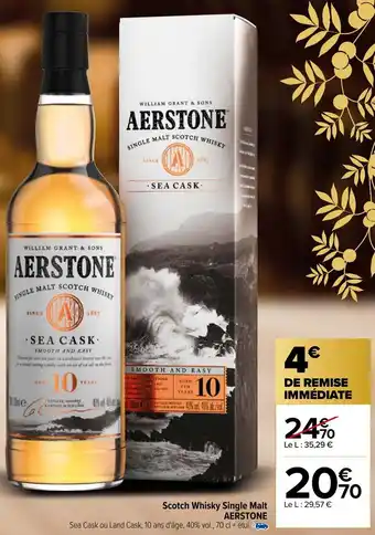 Carrefour Market Scotch Whisky single Malt Aerstone offre