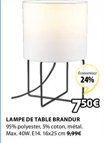 JYSK Lampe De Table Brandur offre
