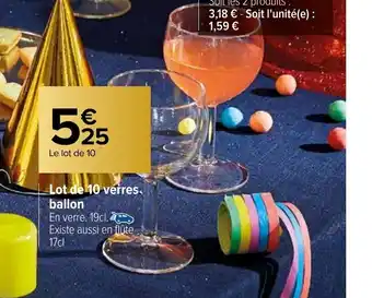Carrefour Market Lot de 10 Verres Ballon offre