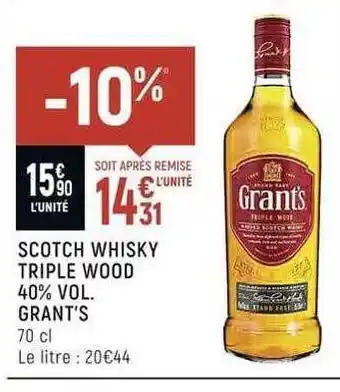 Scotch whisky triple wood 40% vol. grant's