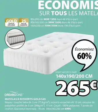 JYSK Matelas à ressorts Gold S45 offre