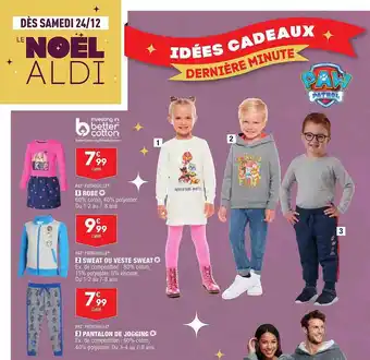 ALDI Robe pat patrouille, sweat ou veste sweat pat patrouille, pantalon de jogging pat patrouille offre