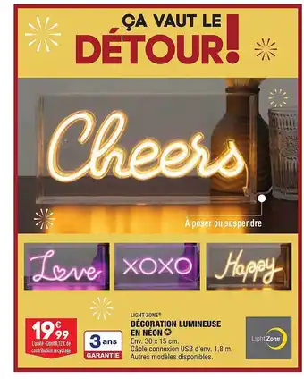 ALDI Décoration lumineuse en néon light zone offre
