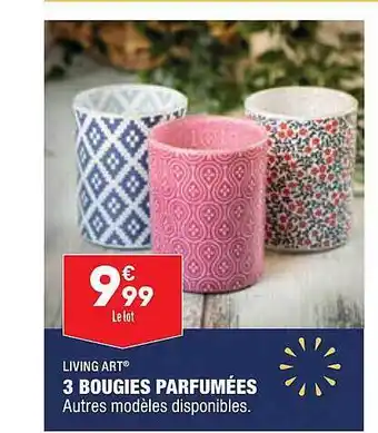 ALDI 3 bougies parfumées living art offre