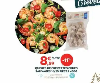 Cabesto Queues de crevettes crues sauvages 16-20 pièces 450 g offre