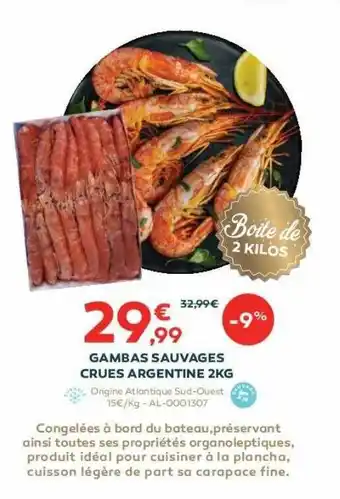 Cabesto Gambas sauvages crues argentine 2 kg offre
