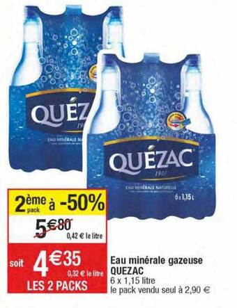 Eau minérale gazeuse quézac