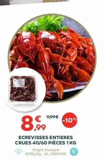 Écrevisses entières crues 40-60 pièces 1 kg