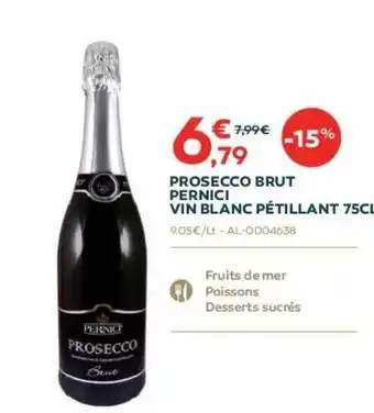 Cabesto Prosecco brut pernici vin blanc pétillant 75cl offre