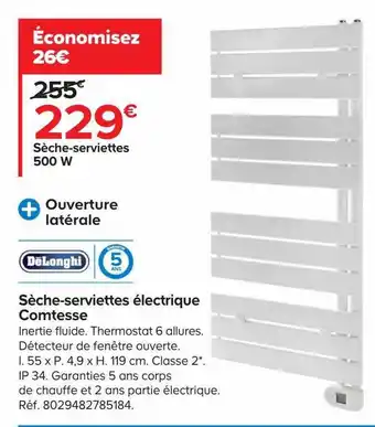 Sèche-serviettes électrique comtesse 500 w dëlonghi