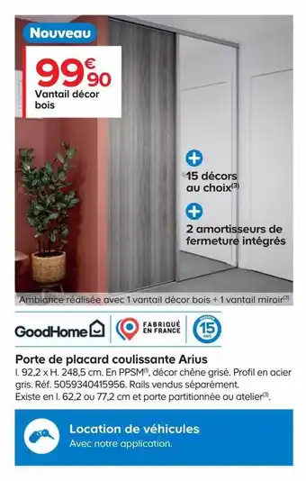 Castorama Porte de placard coulissante arius goodhome offre