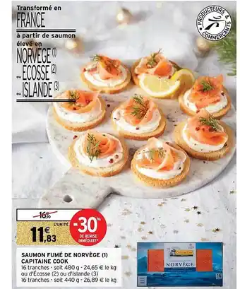 Intermarché Contact Saumon fumé de norvège capitaine cook offre