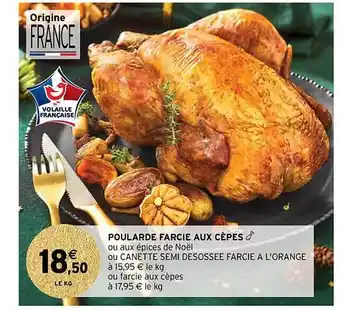 Poularde farcie aux cèpes