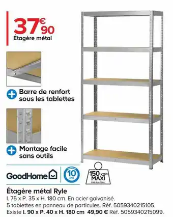 Castorama Étagère métal ryle goodhome offre