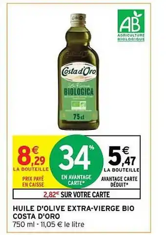 Huile d'olive extra-vierge bio costa d'oro