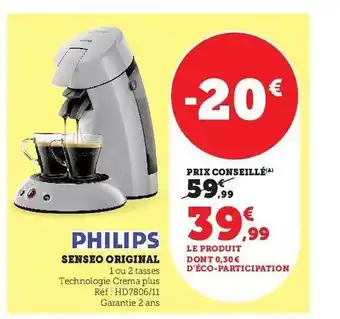 Hyper U Senseo original philips offre