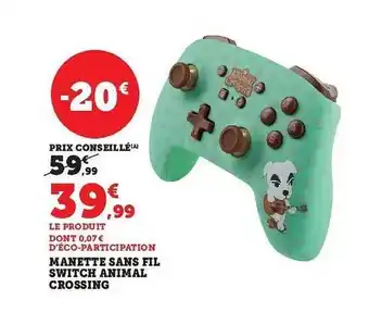 Hyper U Manette sans fil switch animal crossing offre