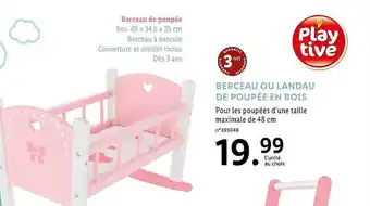Lidl Berceau ou landau de poupée en bois offre