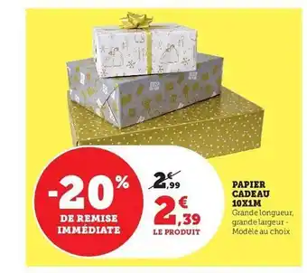 Hyper U Papier cadeau 10 x 1 m offre