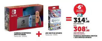 Hyper U Console nintendo switch néon + jeu switch sports offre