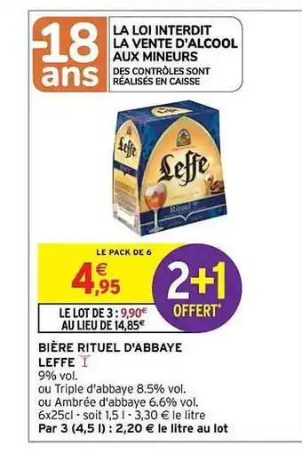 Intermarché Contact Bière rituel d'abbaye leffe offre