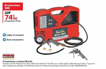 Castorama Compresseur 8 bar compact box'air mecafer offre
